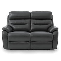 Fletcher Dark Grey Leather Power Reclining 2 Seater Sofa with Power Headrest
