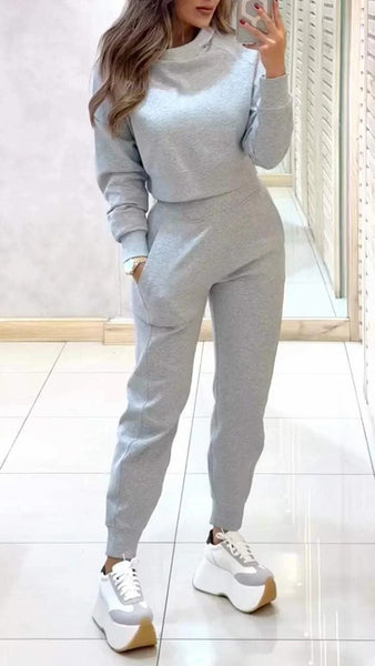 2024 New Style - Autumn and Winter Women's high-neck, fitted long-sleeved Casual Set