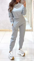 2024 New Style - Autumn and Winter Women's high-neck, fitted long-sleeved Casual Set
