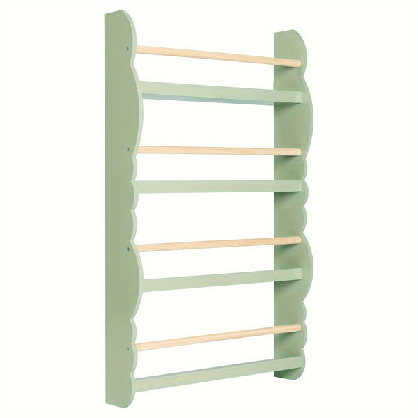 1pc Bookshelf Ledge | Book Organizer with Bookshelves, Pine E1 MDF, Green, Cubby Shelf, Freestanding, Suitable for Various Room Types