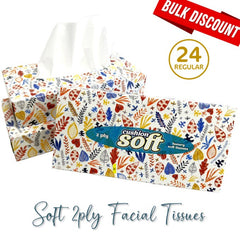 Cushion Soft 2-Ply Facial Tissues 24 Pack 100 Sheets per Box Regular Cube