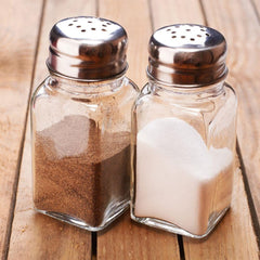 Envenzo Glass Salt and Pepper Shaker Set Grey Metal Tin Storage Holder Kitchen Restaurant Catering For Seasoning and Spices Classic Style