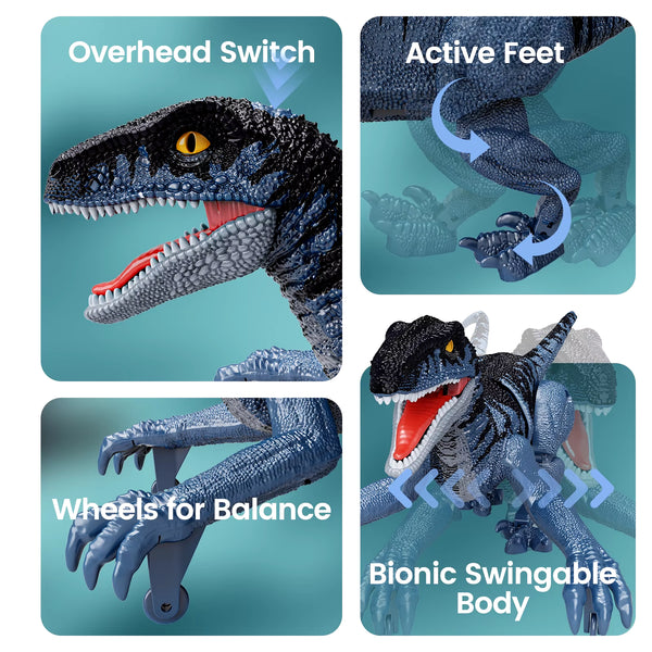 Remote Control Dinosaur Toys for Kids, 2.4Ghz Robot Walking Dinosaur Toys, Simulation Velociraptor, Gifts for Boys 3-5