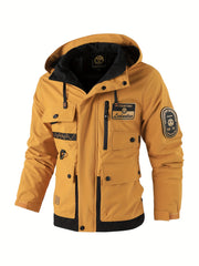 Men's Fashion New Jacket Men's Spring Autumn Thin Casual Multi-Pocket Outdoor High Quality Jacket Coat Men Detachable Hood Outdoor Trendy Design Waist Double Pocket Jacket