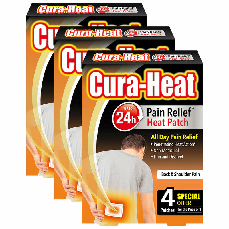 Cura-Heat Pain Relief Patches, 3 X 4 Pack