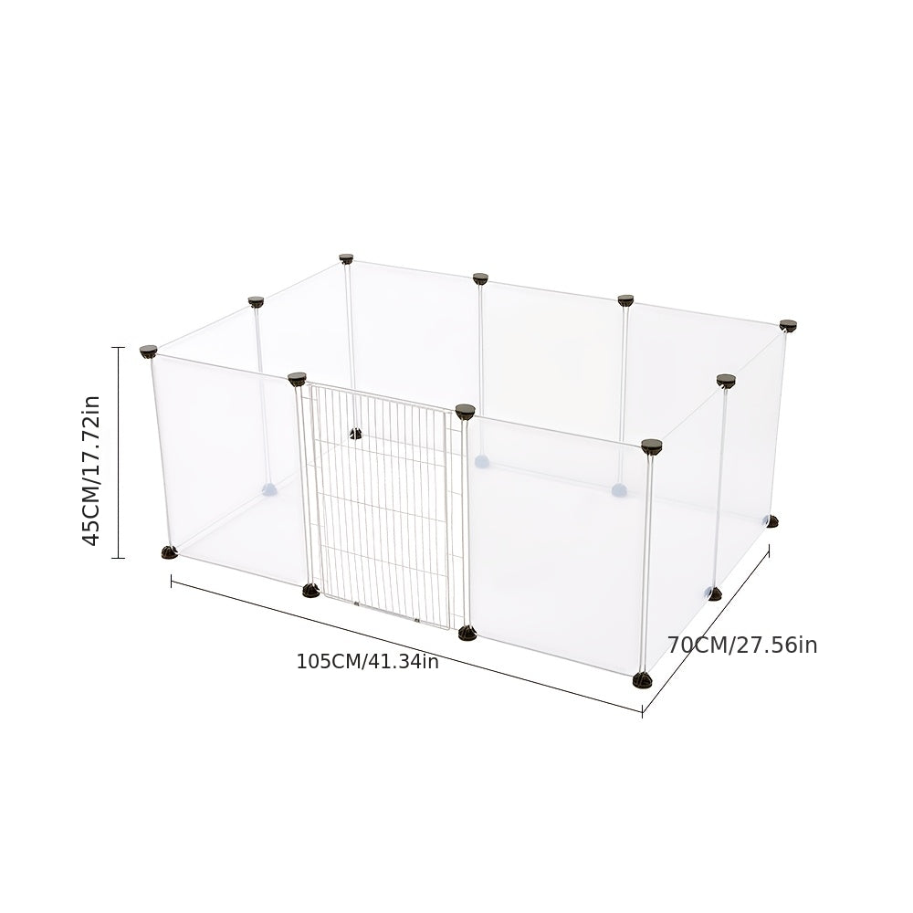 DIY 12 Panels Pet Fence Puppy Pen Crate Cage with Door Dog Rabbit Playpen Metal Enclosure