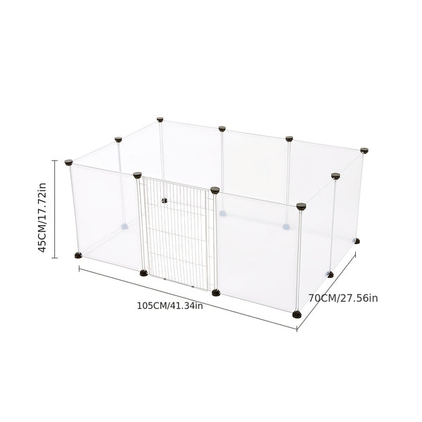 DIY 12 Panels Pet Fence Puppy Pen Crate Cage with Door Dog Rabbit Playpen Metal Enclosure