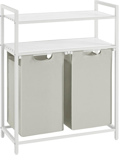 VASAGLE Laundry Basket, Laundry Hamper with 4 Pull-Out and Removable Laundry Bags, 2 Shelves, 4 X 40 L, for Laundry Room, Rustic Brown and Black BLH214B01