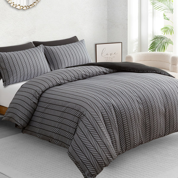Luxury Reversible Duvet Cover Set with Matching Pillowcases – Single, Double, King & Super King Sizes – Soft Breathable Microfiber Bedding Set UK – Brick Pattern