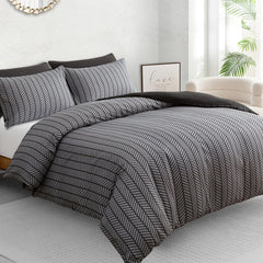 Luxury Reversible Duvet Cover Set with Matching Pillowcases – Single, Double, King & Super King Sizes – Soft Breathable Microfiber Bedding Set UK – Brick Pattern