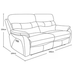 Fletcher Dark Grey Leather Power Reclining 2 Seater Sofa with Power Headrest