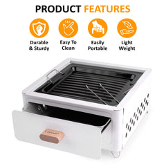 Portable BBQ Grill, Folding Tabletop Charcoal Barbecue Grill, Foldable Stainless Steel BBQ Grill for Camping, Garden, Travel, Picnic, Outdoor