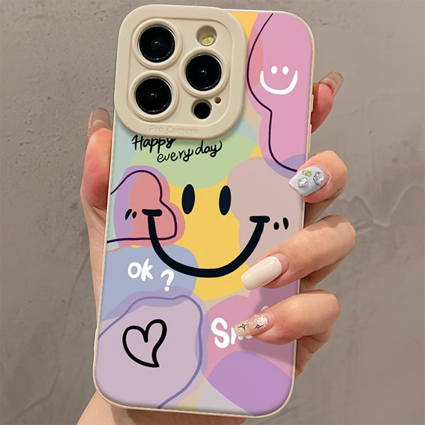 Phone Case: White Pupil Joyful Face Unisex Fashion Durable Case with Shockproof Protection and Lens Cover, for iPhone 17 Promax/Pro/ Air, 16 Plus, 15, 14 Pro Max, 13, 12 and Galaxy/XIAOMI.Gift for Friends, Boys, Girls or Family.