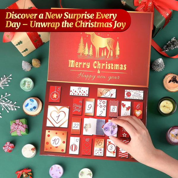 Izoel Candle Advent Calendar 2025 Women Adults, Tea Light Scented Candle Advent Calendar Clear Glass Tea Light Holder for Teenage Girls Ladies Christmas Candle Gift for Mom Wife Girlfriend