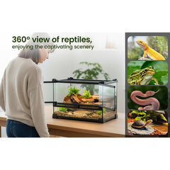 Glass Reptile Terrarium Insect Breeding Tank Vivarium Habitats for Lizards, Horned Frogs, Snakes, Spiders Reptile Glass Terrarium Tank Amphibians Box (Horizontal)