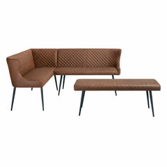 Indus Valley Henley Brown Corner Bench Set, Left Hand Facing