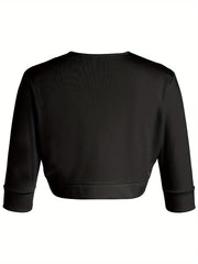Female Cardigan Coat, Solid Color Long Sleeve Short Jacket Crop Tops for Spring Fall, Yellow/Purple/White/Black/Red