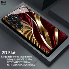 Phone Case - Phone Case: 2D Flat Red And Golden Velvet Texture Art Pattern Design Black Tempered Glass Phone Case, Suitable for Iphone 17 Air/16 Pro Max/15 Plus/14/13/12/11 Pro And Samsung Galaxy S22/S23/S24/S25/S26 ULTRA PLUS