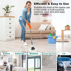 Electric Spin Scrubber, a Powerful Cleaning Brush Featuring an Adjustable Extension Handle, Offers Two-Speed Settings And Comes with Nine Interchangeable Brush Heads for Cleaning Bathrooms And Kitchens