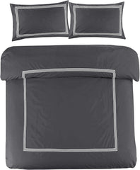 My Home Store Polycotton Bratta Duvet Cover Set - Our 3pc Soft stitch Embroidered button closure Quilt cover with matching Embroidered envelop closure Pillowcases | Breathable & Lightweight Duvet cover set
