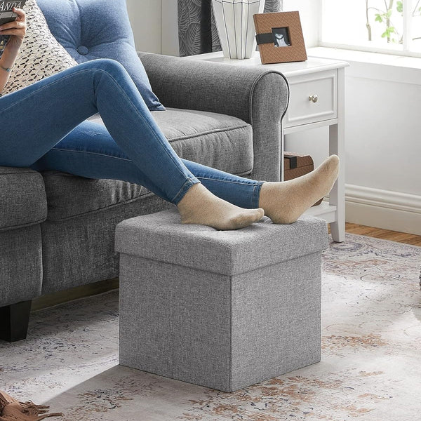 Storage Stool Padded Foldable Bench, Chest with Lid, 40L Capacity, Holds Up to 300kg, for Bedroom, Hallway, Living Room