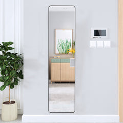 Full Length Mirror 147x37cm Aluminium Alloy Standing/Wall Rectangular Floor Mirror for Bedroom, Hallway & Dressing Room Lean, Hang or Mount (Black)