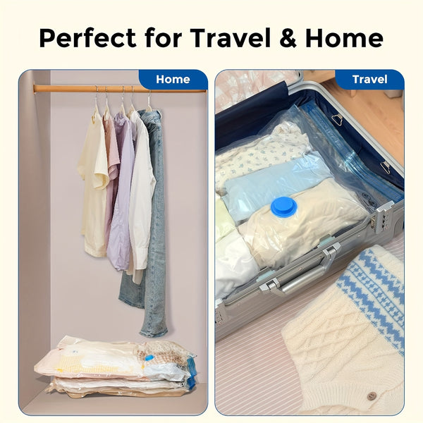 11pcs Vacuum Compression Storage Bags Set with Portable Hand Pump - Large + Medium + Small + Hand Pump - Suitable for Bedding, Clothes, Travel Essentials, Luggage Vacuum Seal Bags, Thickened Material, No Electricity Required