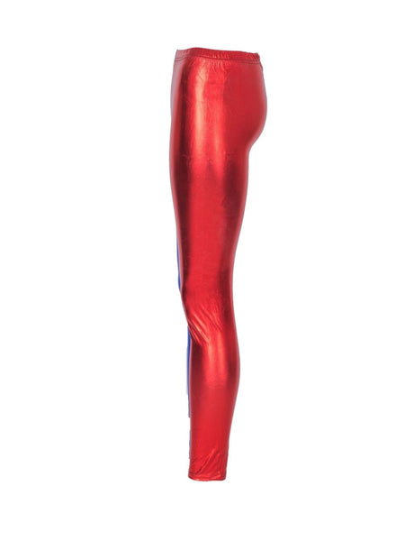 RUFEDGE Women's Halloween Contrast Red & Blue Leggings | Costume Pants for Women