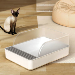 51cm Extra Large Open Cat Litter Tray High Sided Deep Jumbo Rim Pan Box Loo Toilet Large Cat Litter Tray Box, Cat Litter Box Cat Toilet Tray Anti-Splash Non Slip High Sided Deep Toilet Loo Adult Cats Kitten Pan Pet Loo Easy Cleaning | Pet Toilet, White