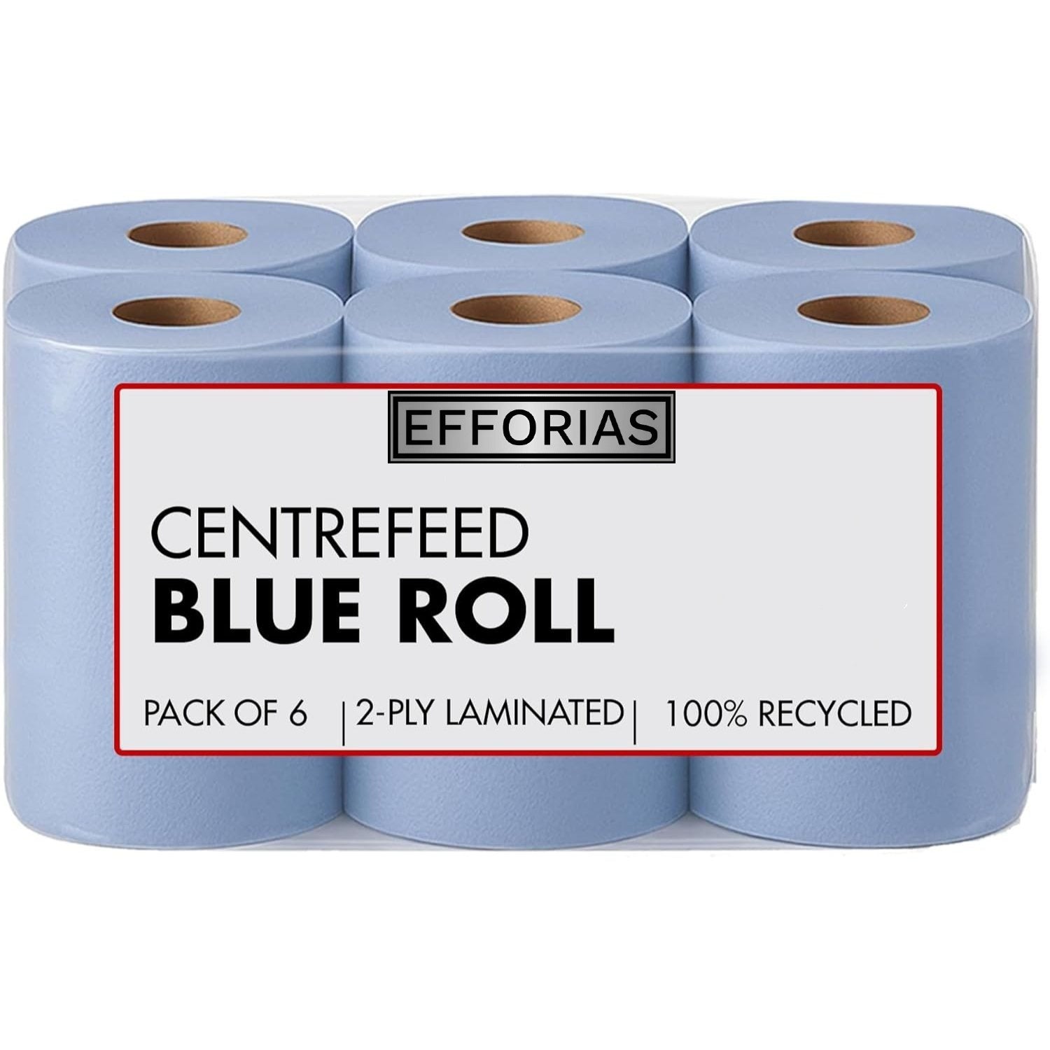 6pcs Blue Rolls 2 Ply 100m, Centrefeed Blue Roll, Strong & Absorbent Blue Kitchen Rolls, Embossed Paper Towels, Multi Fold Double Layer Tissue Roll, Household Cleaning Blue Rolls, Perfect for Commercial, Kitchen Use & Cleaning Toilets