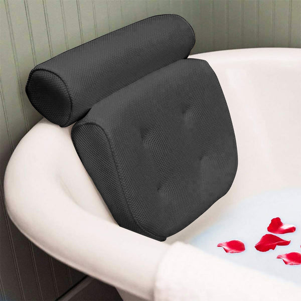 3D Mesh Bathtub Pillow with Neck and Back Support - Quick-Dry Vinyl Bath Mat, 6 Suction Cups and Hooks, Machine Washable Spa Accessory, Suitable for Bathtub, Hot Tub - Bathing Aid, Hot Spring Bath, Shower Decor, Bath Pillow, Bathtub Bathroom