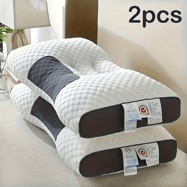 Pack of 2/1 Sleeping Pillows, Ergonomic Neck Support Pillow, Adjustable Contour Support Pillow for Deep Sleep, Breathable Skin-Friendly, Moisture-Wicking, All-Season-1000/2000g