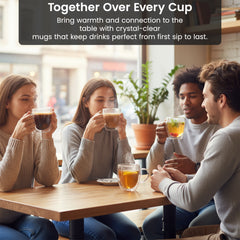 4pcs Double Walled Mugs with Handles 350ml Coffee Borosilicate Glasses Insulated Latte Cups Temperature Heat Resistant for Hot or Cold Drinks Cafe & Tea Glassware Stylish Drinkware for Cappuccino, Latte, Espresso, Tea, Juice, Pack of 4 (Clear)