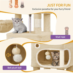 HZUANERI 180cm Multi-Level Cat Tree with 8 Scratching Posts, 3 Platforms, 2 Dens, Basket & Plush Balls - Durable Sisal Rope for Indoor Cats of All Sizes, Space-Saving Design for Climbing, Resting & Play, Cat Climbing Tower, Pet Activity Center, Modern Pet