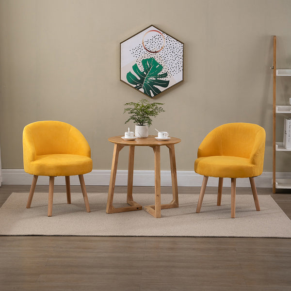 Set of 2 Small Accent Occasional Lounge Sofa, Guest Reception Sofa Chair Office Chair, Tub Chairs Upholstered Fabric with Solid Wood Legs
