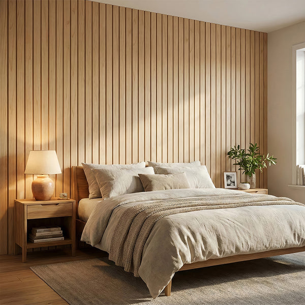 1pc 3D Imitation Wood Grain Grille Wall Panels, 300*40cm, Self-adhesive Vertical Stripe Wall Stickers, Peel and Stick, TV Background Decoration Stickers for Bedroom and Living Room, Kitchen and Bathroom Wall Renovation Stickers, Ideal for Renovating Livin