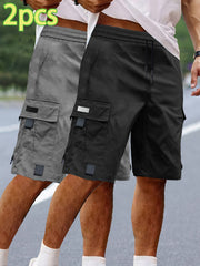 Set of 2 Men'S Summer Casual Woven Strap Cargo Shorts