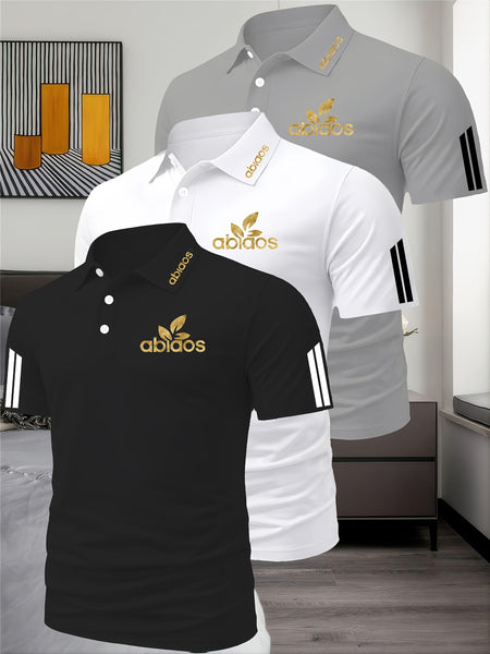 Three-Piece Summer Men'S Polo Shirt, Top, Running, Sports, Gym Breathable, Quick-Dry, Business, Casual, Vacation Polo Shirt, Fashionable Short-Sleeve Golf Shirt