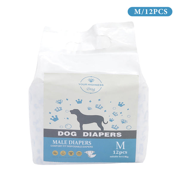Disposable Dog Nappies Male, Male Dog Wraps, 12pcs Dog Belly Bands, Wetness Indicator, Super Absorbent, Leak-Proof, Incontinence,Stretchy Pants, 4 Size for 3 - 25kg Male Dog
