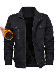 Men's autumn and winter outerwear jacket with warm and thick velvet, windproof and warm, casual multi pocket jacket for winter