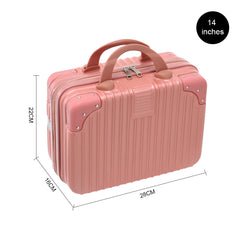 14 Inches Storage Box, Rose Gold Portable Makeup Travel Case Hand Luggage with Elastic Band, Durable Plastic Carrying Makeup Case Suitcase, Makeup Box Travel Cosmetic Box Suitable for Home or Travel