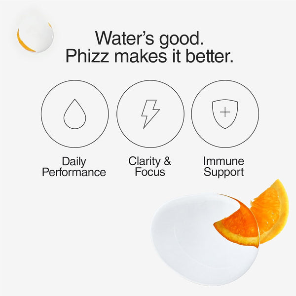 Phizz Electrolytes, Multivitamin & Hydration Tablets - 20 Effervescent Rehydration Electrolyte Tablets - 18 Vitamins & Minerals, Vitamin C, Vegan, Vegetarian & Low Calorie (Orange, 20 Count)