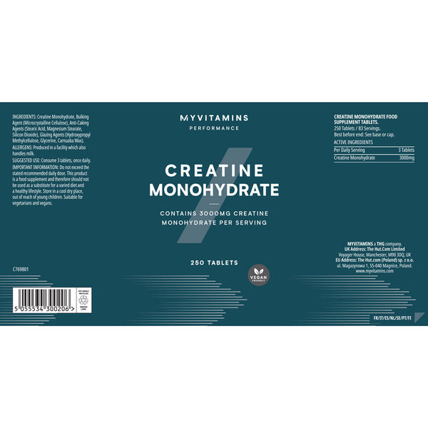 Myvitamins Creatine Monohydrate, 250 Tablets