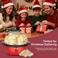 Popcorn Machine 5L Popcorn Maker Round, Non-Stick Coated, Removable Lid, Sugar, Oil & Butter Supportable, Electric Pop Corn Maker Machine for Christmas Movie Parties