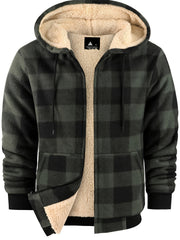 Men'S Heavyweight Fleece Hoodies Jacket - Full Zip Up Thick Sherpa Lined Flannel Plaid Shirt Jacket