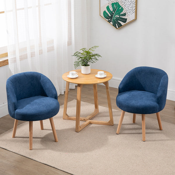 Set of 2 Small Accent Occasional Lounge Sofa, Guest Reception Sofa Chair Office Chair, Tub Chairs Upholstered Fabric with Solid Wood Legs
