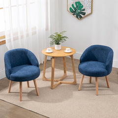 Sofa Chair with Thick Cushion Modern Nordic Style Accent Chair Velvet Upholstered Mini Sofa Pull Buckle Leisure Nap Lazy Chair with Solid Wood Leg for Home Living Room Office, Set of 2