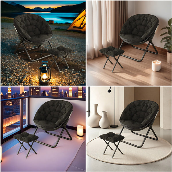 1pc Portable Foldable Lazy Sofa Chair, Outdoor and Indoor Dual-Use Leisure Chair With Foot Pedals, Thick Stool Legs, Stable Load-Bearing, Detachable and Washable Seat Cushion Design, Suitable for Comfortable and Durable Leisure Chairs in Bedrooms, Living