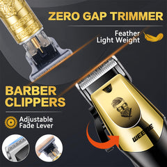 WEEME Golden 3pcs 2pcs 1pc Men's Hair Clipper Set, USB Rechargeable Hair Clippers, Trimmer And Shaver Kit, with Guide Combs & Cleaning Brushes, Grooming Gift Set for Men, Husband, Boyfriend, Dad Valentine's Day Gift