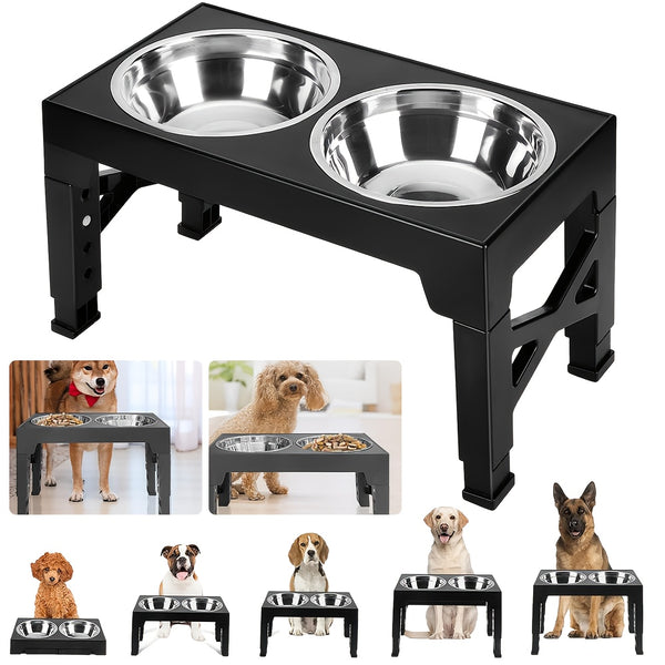 1SET Adjustable Height Pet Feeder Total of 5 Height Cat Bowl Dog Bowl with Two Detachable Stainless Steel Bowls for Dog Neck Protection Makes a Great Valentine'S Day Gift for Small, Medium And Large Dogs